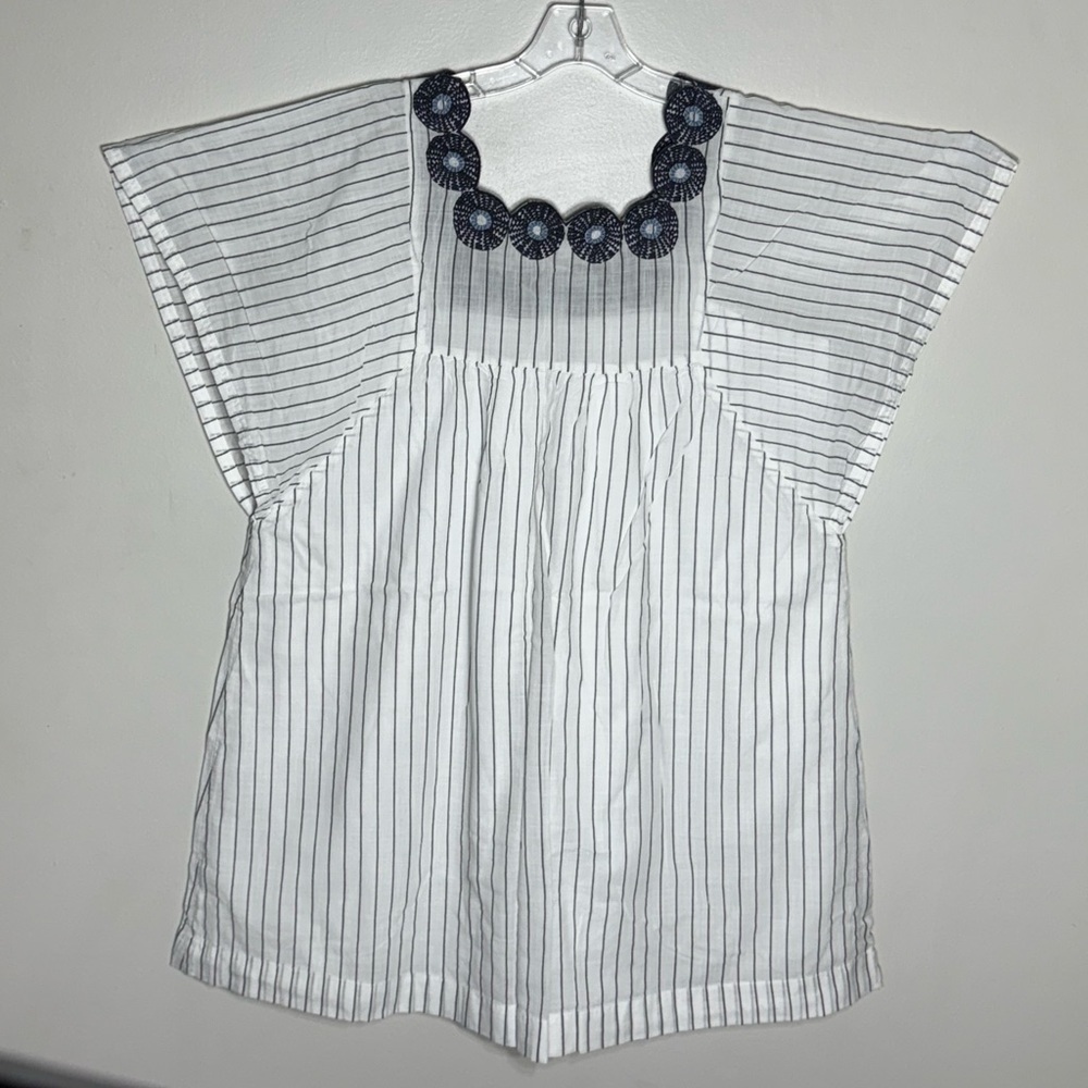 Madewell Striped Dress with Black Floral Neckline Dress Sz M - Picture 7 of 9